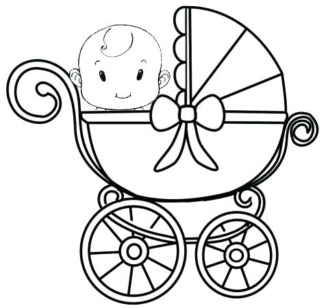479x450 baby carriage coloring - Baby Carriage Drawing