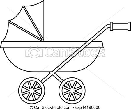 450x378 baby stroller icon, outline style baby stroller icon outline - Baby Carriage Drawing