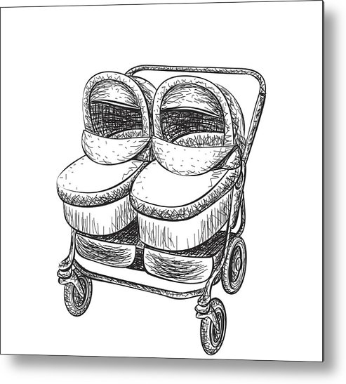 493x547 hand drawn baby carriage sketch metal print - Baby Carriage Drawing