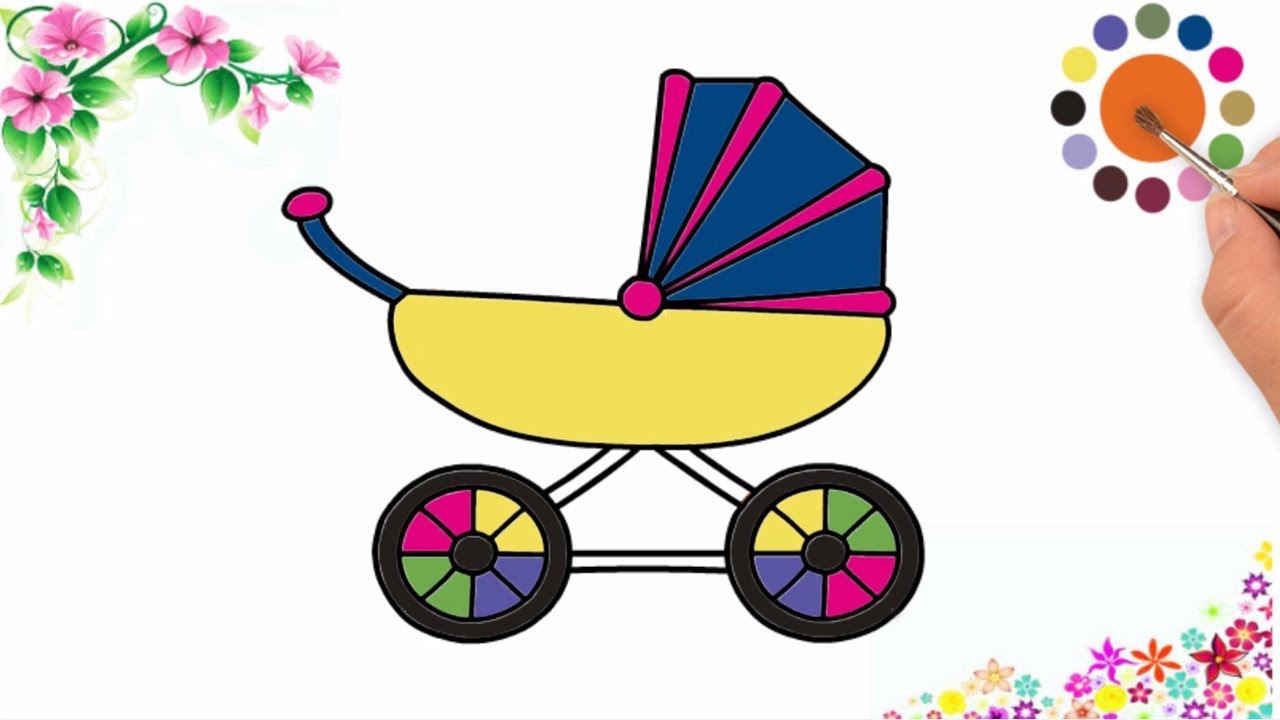 1280x720 how to draw stroller - Baby Carriage Drawing
