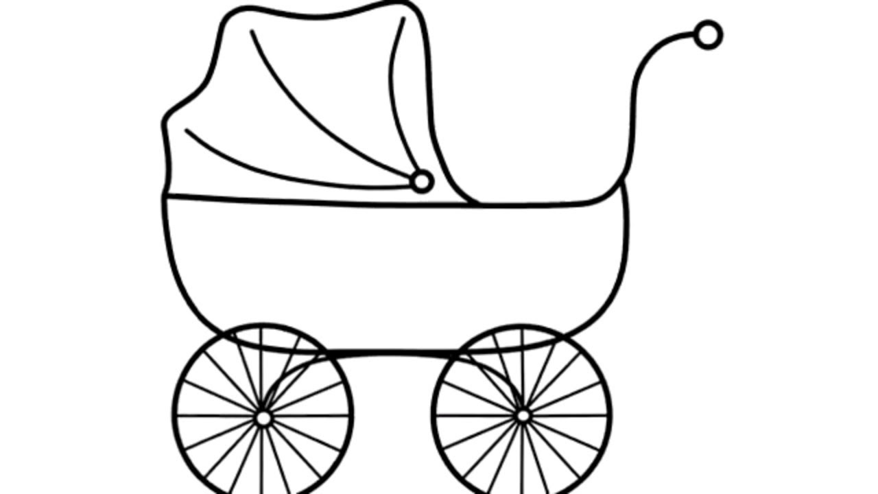 1280x720 learn draw color baby carriage coloring book for kids learn - Baby Carriage Drawing