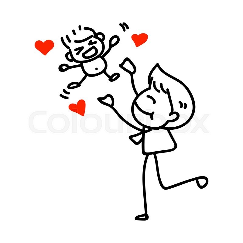 800x800 Hand Drawing Cartoon Happy Dad Playing Stock Vector Colourbox - Baby Cartoon Drawing