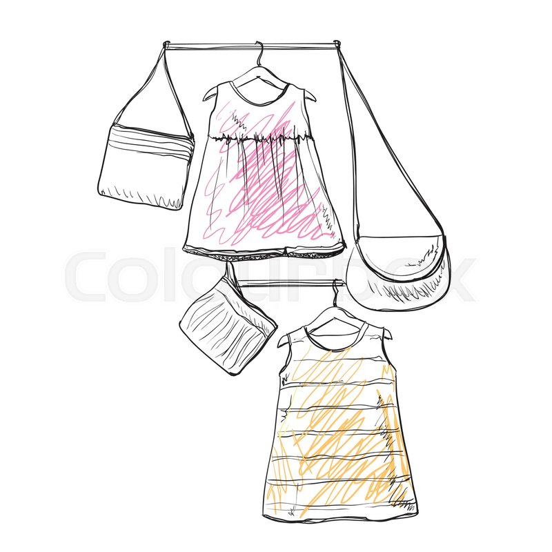 800x800 Baby Dress Vector Sketch Clothes On Stock Vector Colourbox - Baby Clothes Drawing