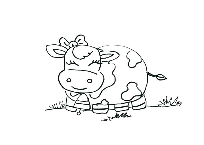 700x500 Easy Drawing Coloring Pages Colouring Cow - Baby Cow Drawing