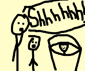 300x250 dad shushing someone near a baby crib drawing - Baby Crib Drawing