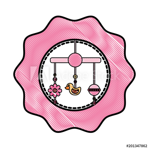 500x500 baby crib mobile toys decoration hanging vector illustration - Baby Crib Drawing