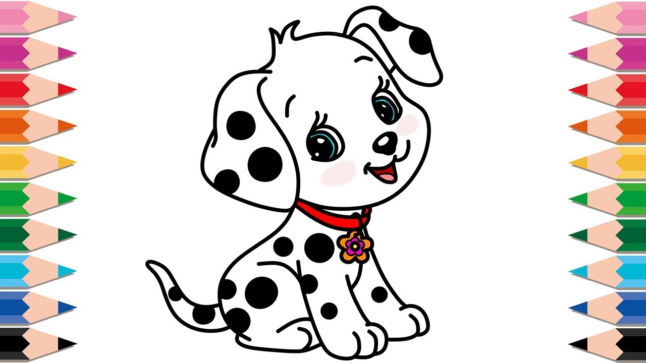 1280x720 how to draw dalmatian cute dog for baby learn colors coloring - Baby Dog Drawing