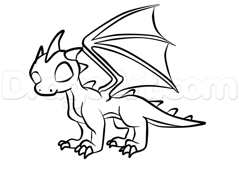 800x600 How To Draw A Baby Dragon, Step - Baby Dragon Drawing