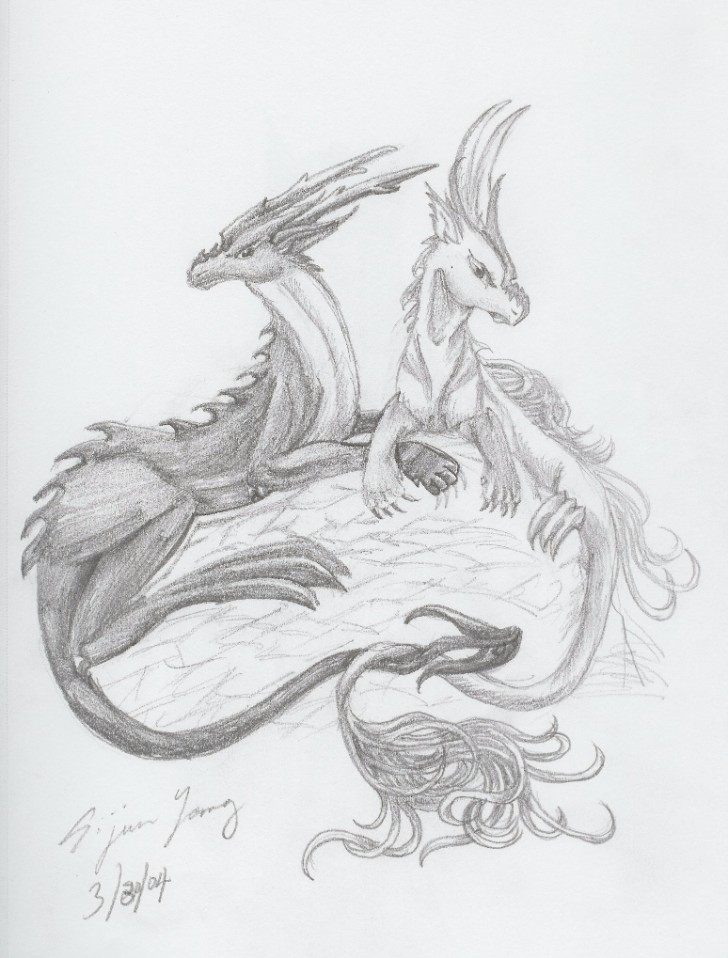 728x958 Top Stunning And Realistic Dragon Drawings - Baby Dragon Drawing