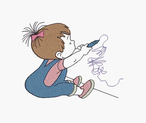 570x481 instant download embroidery design baby drawing on the walls etsy - Baby Drawing