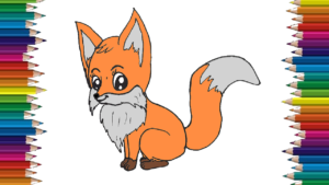 300x169 How To Draw A Baby Fox Cute And Easy Cartoon Fox Drawing Step - Baby Drawing Easy