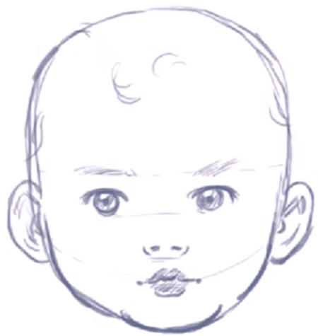 450x475 How To Draw A Baby's Face Head With Step - Baby Drawing Pictures
