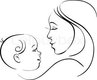320x264 Mom And Baby Drawings Vector Of Mother And Baby Icon Woman - Baby Drawing Pictures