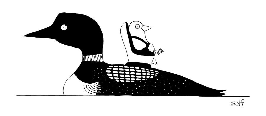 900x395 A Baby Duck In A Tiny Car Seat On The Mother Drawing - Baby Duck Drawing