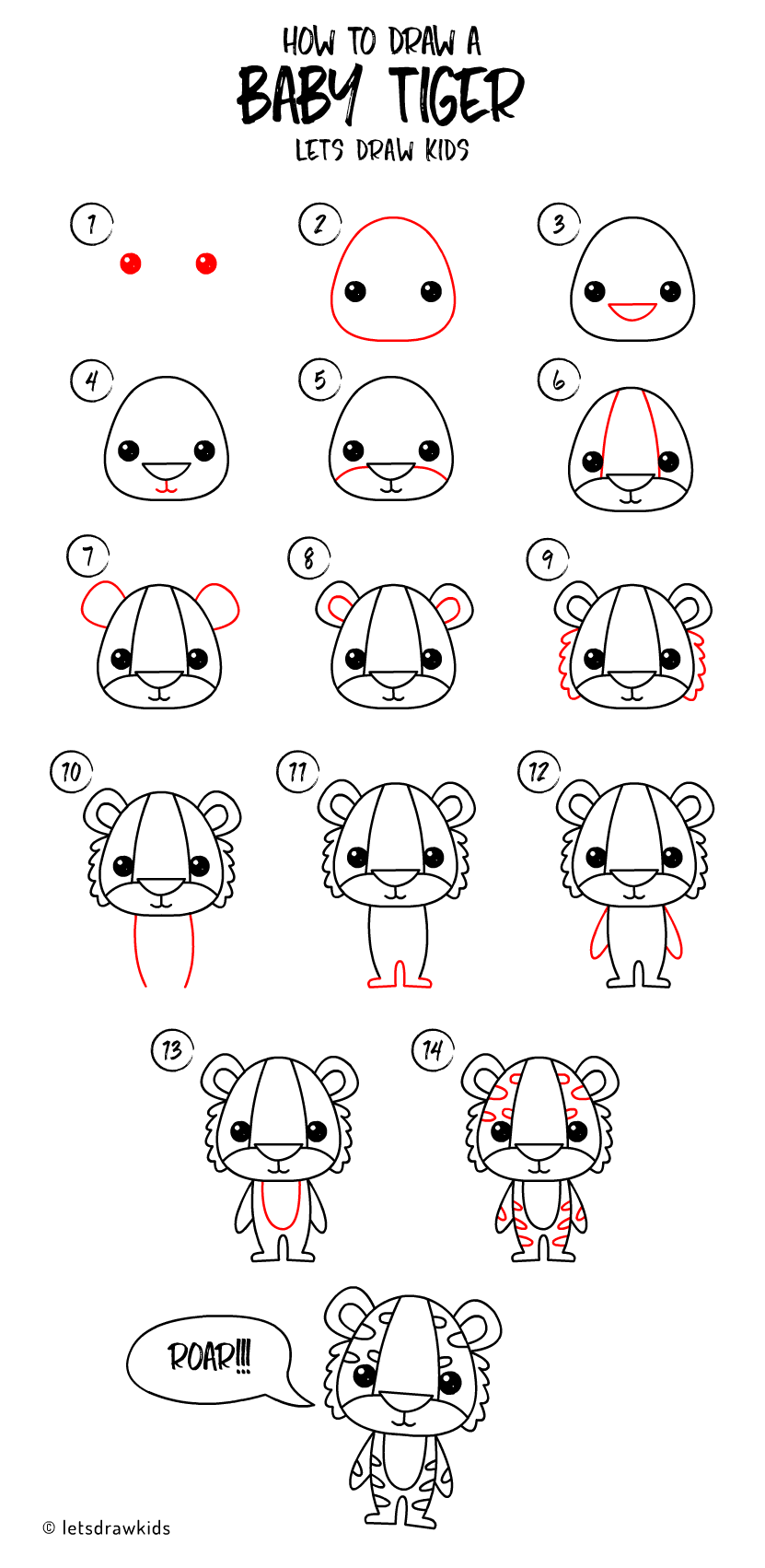 831x1702 How To Draw A Baby Tiger Easy Drawing, Step - Baby Easy Drawing