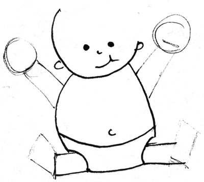 400x358 Step Drawing Simple Cartoon Baby With Easy Drawing Lesson - Baby Easy Drawing