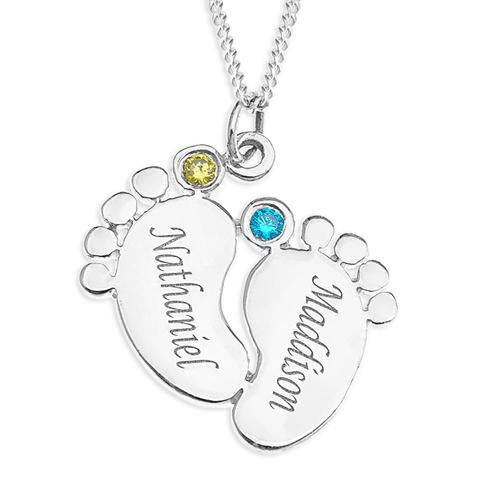 480x480 Baby Feet Pendent With Birthstone - Baby Foot Drawing