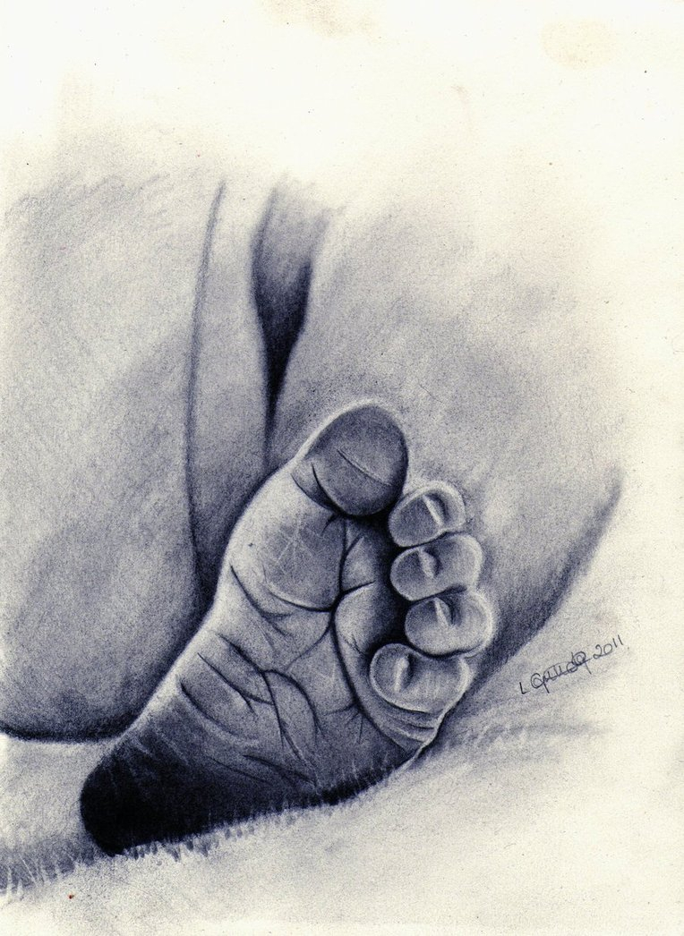 764x1046 Baby Feet Drawings Baby Footamaranthineart - Baby Foot Drawing