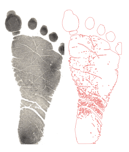 505x594 how to trace cut baby's footprint with silhouette cameo - Baby Footprint Drawing