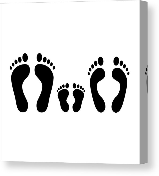 678x750 human footprint black silhouette of man, woman and baby - Baby Footprint Drawing