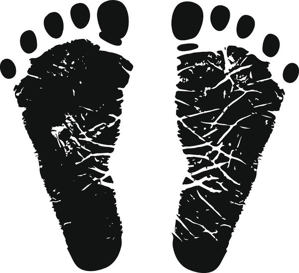 600x548 newborn baby footprints commemoration black white vector icon - Baby Footprint Drawing
