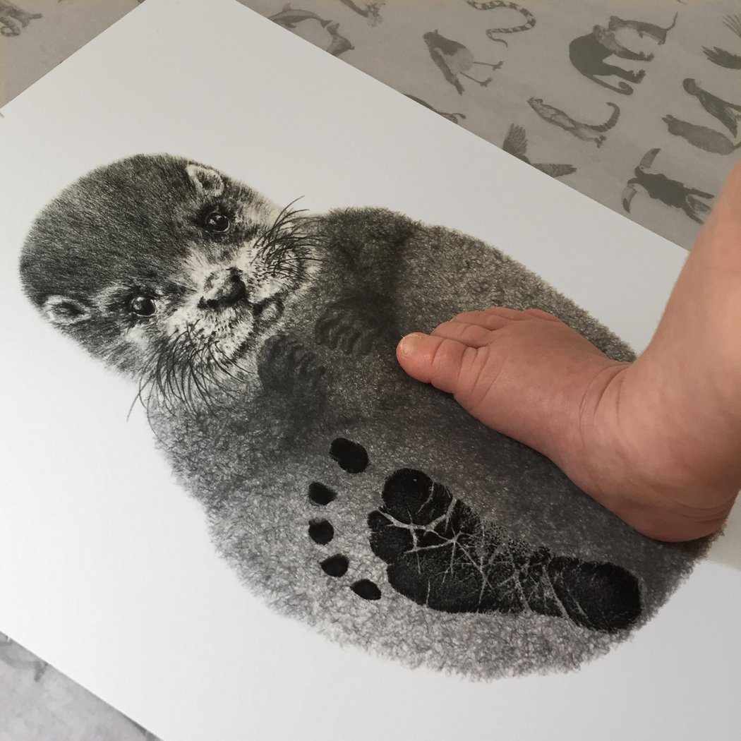 1050x1050 personalised baby otter footprint kit lucy coggle - Baby Footprint Drawing