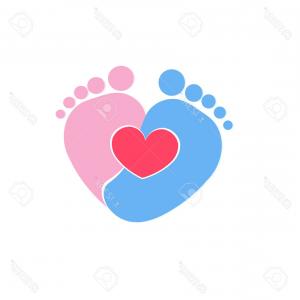 300x300 photostock vector baby footprints twin baby girl and boy icon - Baby Footprint Drawing