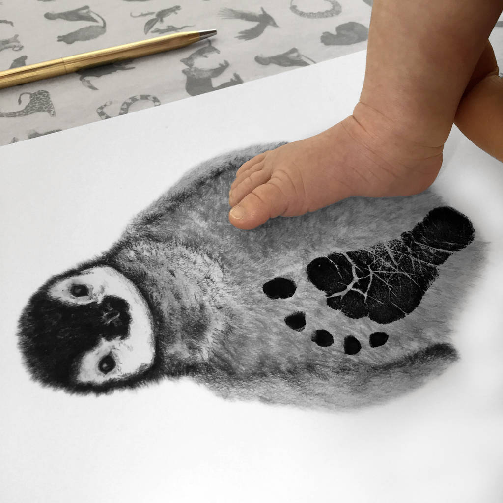 1024x1024 personalised baby penguin footprint kit - Baby Footprint Drawing