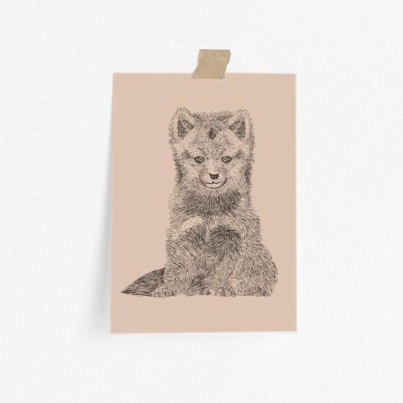 794x794 Baby Fox Illustration Baby Fox Drawing Etsy - Baby Fox Drawing