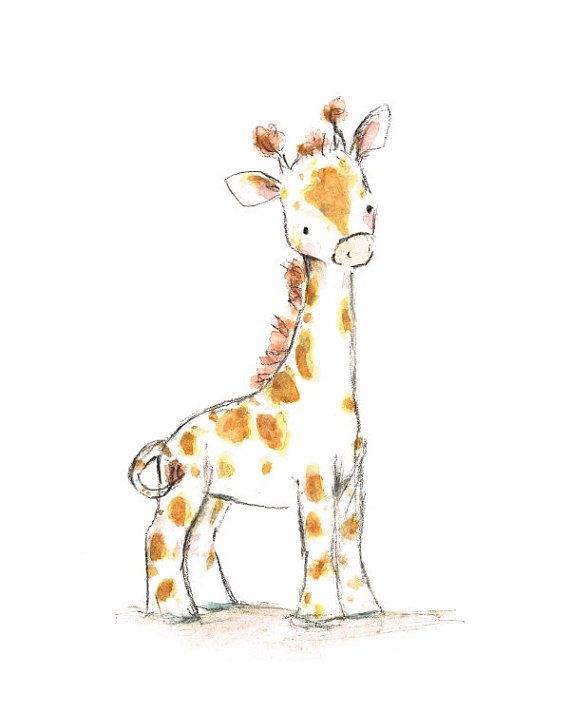 570x713 ideas for jack's birthday children's art jolly archival print - Baby Giraffe Drawing
