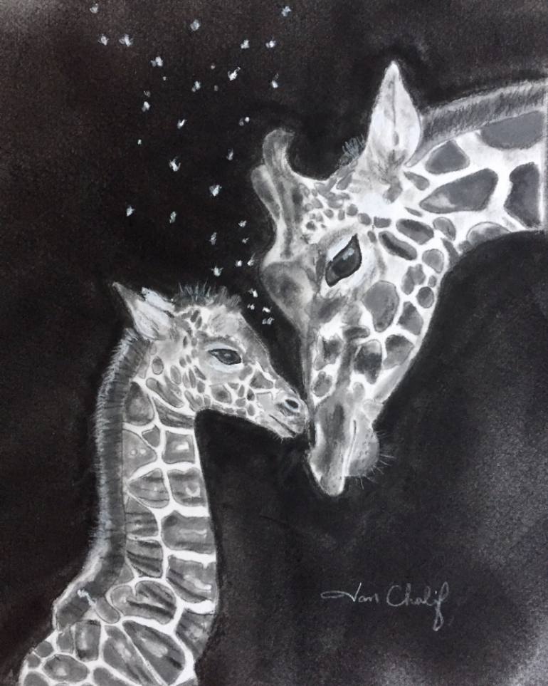 770x963 Mother And Baby Giraffe Drawing - Baby Giraffe Drawing