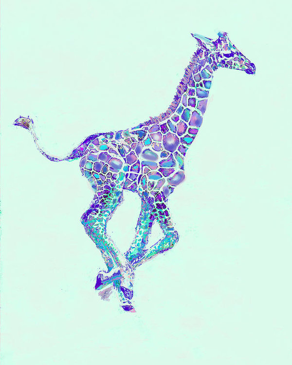 600x749 purple and aqua running baby giraffe poster - Baby Giraffe Drawing