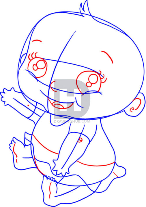 506x720 How To Draw A Baby, Step - Baby Girl Drawing