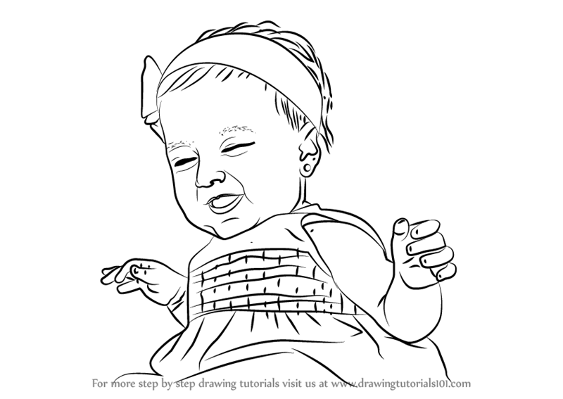 800x567 Learn How To Draw Happy Baby Girl - Baby Girl Drawing