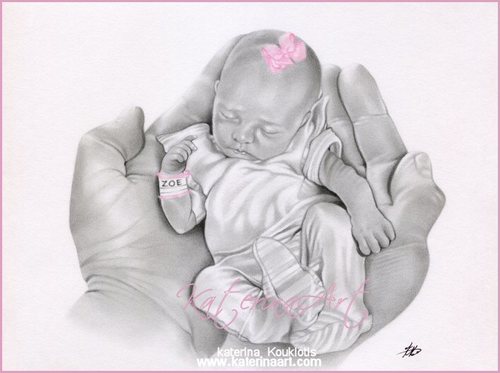 500x373 Drawing Of A Baby Girl - Baby Girl Drawing