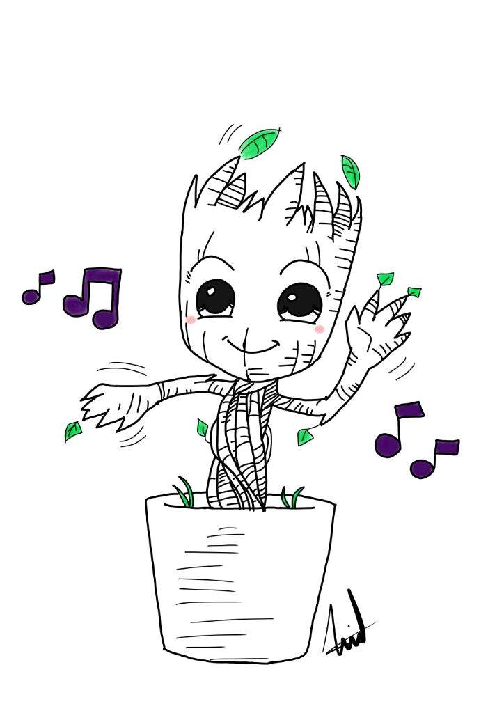 724x1024 baby groot drawing marvel amino - Baby Groot Drawing