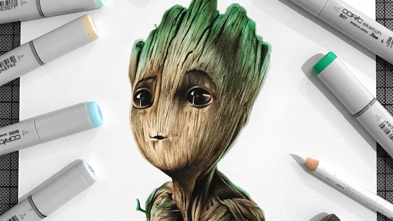 1280x720 drawing baby groot - Baby Groot Drawing