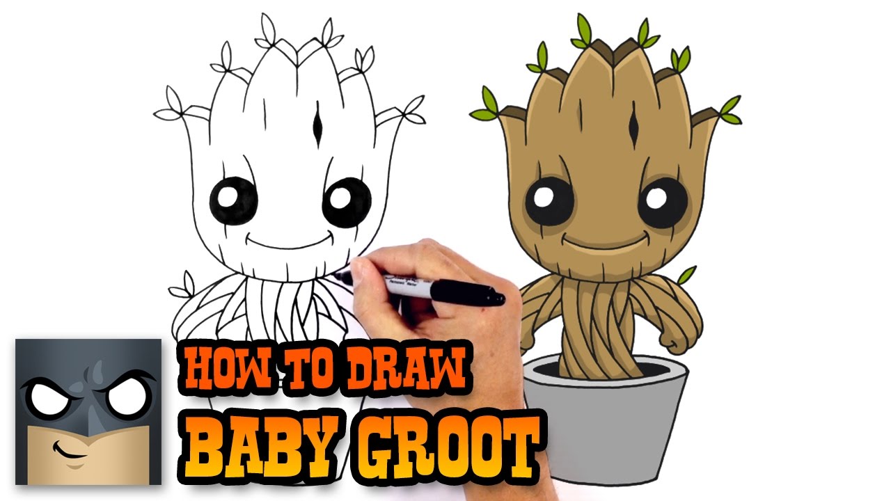 1280x720 how to draw baby groot guardians of the galaxy - Baby Groot Drawing