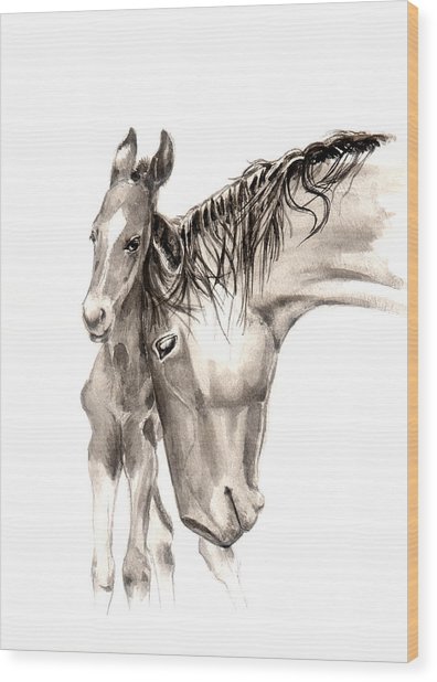 396x618 Mother And Baby Horse Painting - Baby Horse Drawing
