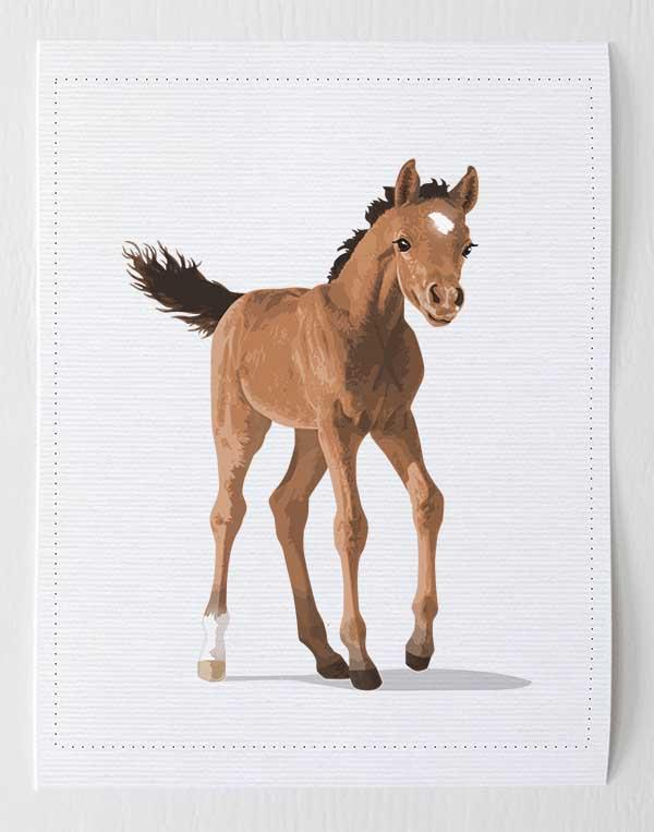 600x763 Baby Horse Art Print, Foal Nursery Artwork - Baby Horse Drawing