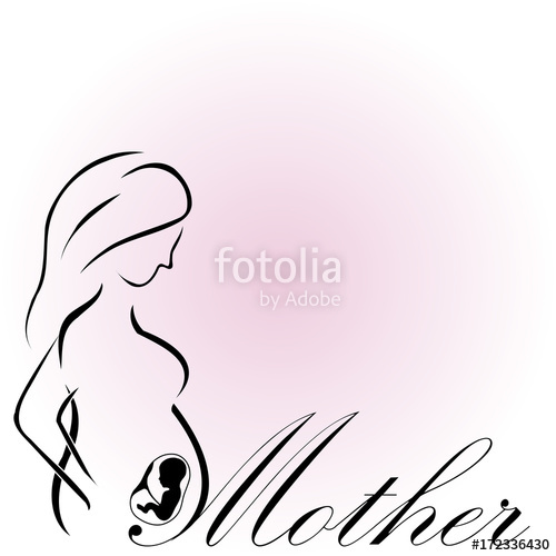 500x500 pregnant mother with a baby in womb happy mothers day to the mom - Baby In Womb Drawing