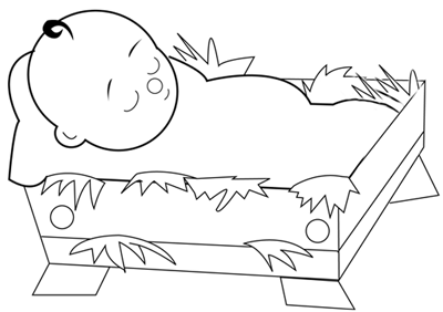 400x282 how to draw cartoon baby jesus in a manger cradle drawing - Baby Jesus Drawing