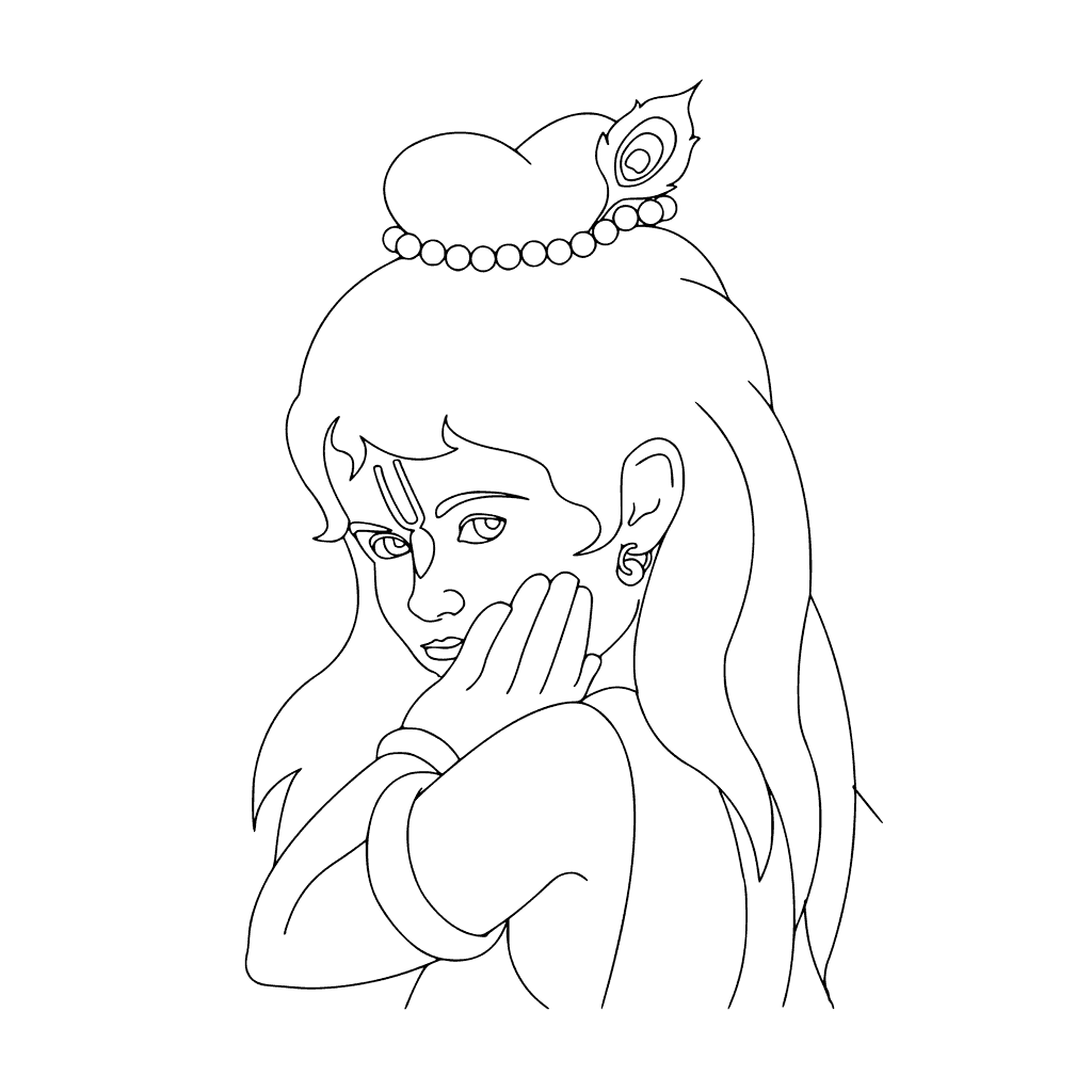 1024x1024 Lord Baby Krishna Coloring Drawing Free - Baby Krishna Drawing