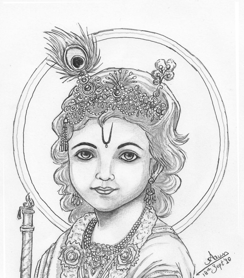 837x954 Photos Simple Little Krishna Face Drawing - Baby Krishna Drawing