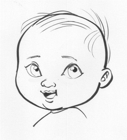 411x451 lesson seven how to draw babies - Baby Line Drawing