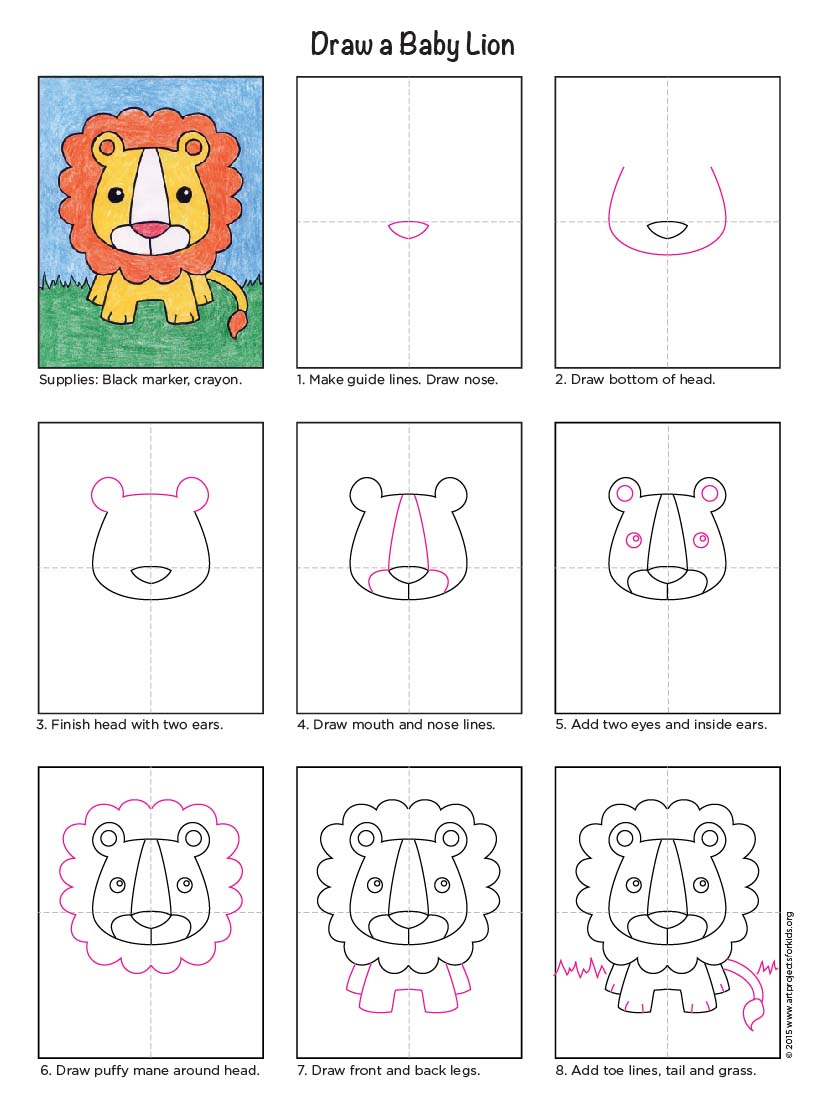 821x1103 Draw A Baby Lion Art Projects For Kids - Baby Lion Drawing