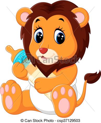 386x470 Illustration Of Cute Baby Lion Cartoon - Baby Lion Drawing