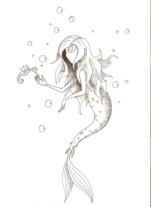 Baby Mermaid Drawing At Paintingvalley.com 