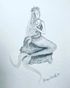 240x300 Baby Mermaid Drawings Fine Art America - Baby Mermaid Drawing