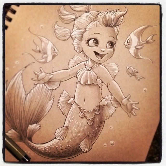 640x640 Baby Mermaid, If My Little Sister Was A Mermaid This Would Be Her - Baby Mermaid Drawing